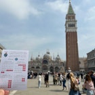 05 April 2024, Italy, Venedig: A card with the calendar for the first days of the entrance fee for Venice, held up on St. Mark's Square in front of the Campanile. Photo: Christoph Sator/dpa (Photo by Christoph Sator/picture alliance via Getty Images)
2147026686
lifestyle and leisure, ---