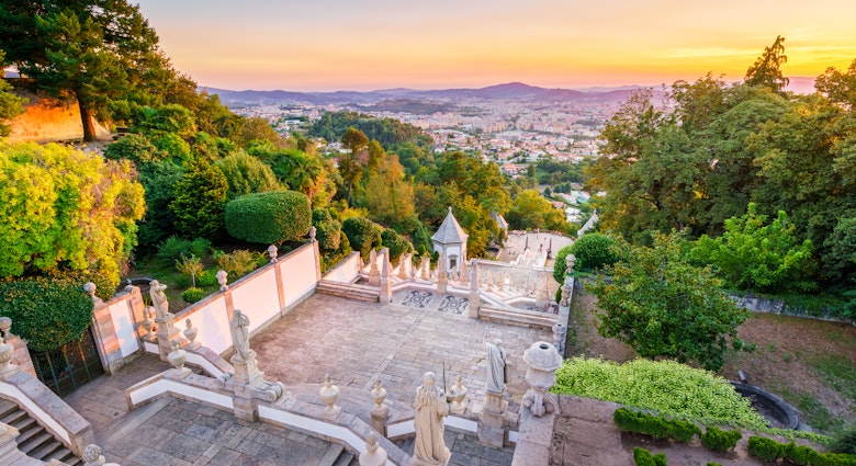 The Bom Jesus do Monte Sanctuary is located in the city of Braga, Portugal. It is one of the iconic location of Portugal, with a long and beautiful stairways leading to the doors of the cathedral.
889624024
Good Jesus of Mount Sanctuary - stock photo
The Bom Jesus do Monte Sanctuary is located in the city of Braga, Portugal. It is one of the iconic location of Portugal, with a long and beautiful stairways leading to the doors of the cathedral.